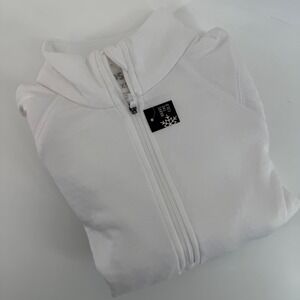 DSG Womens White Fleece Grid Quarter Zip Long Sleeve Athletic Jacket XS